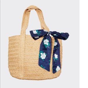Straw Bag with Floral Scarf